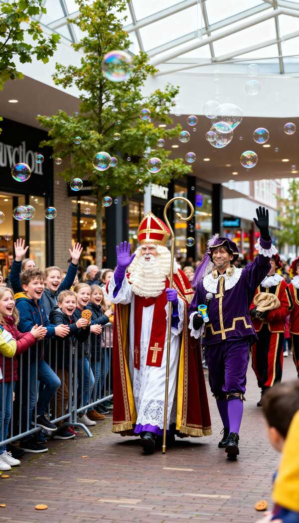 Sinterklaas begroet het publiek bij een intocht